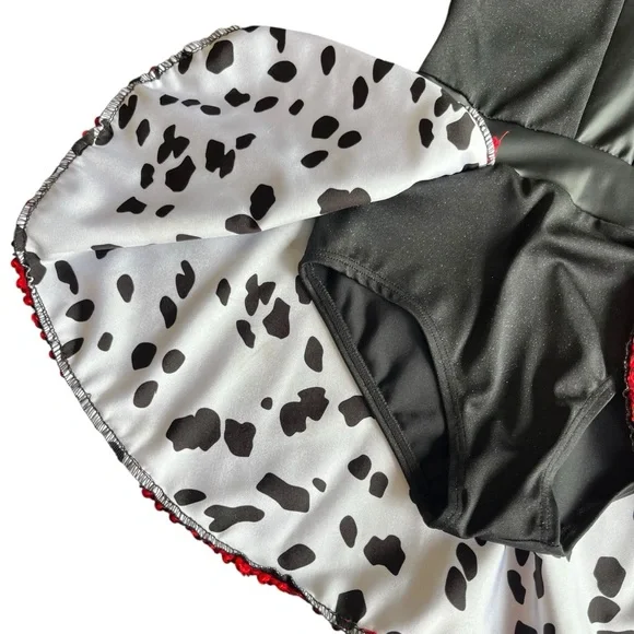 Semi Custom Dalmatian Cruella Themed Dance Costume Size Medium Child - Picture 7 of 8